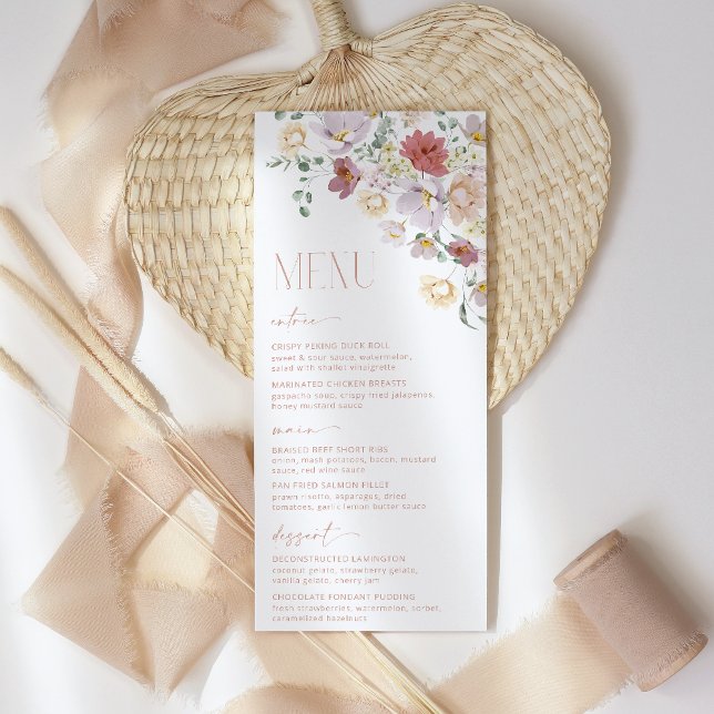 Colorful Flowers, Wildflowers, Boho, Bridal Shower Menu (Creator Uploaded)