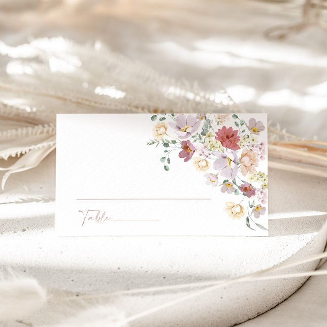 Colorful Flowers, Wildflowers, Boho, Bridal Shower Place Card (Creator Uploaded)
