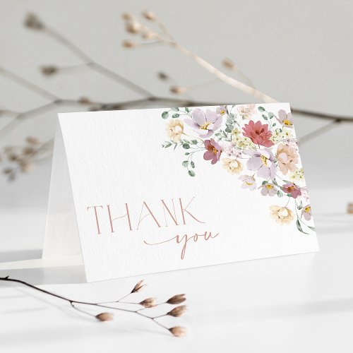 Colorful Flowers Wildflowers Boho Bridal Shower Thank You Card