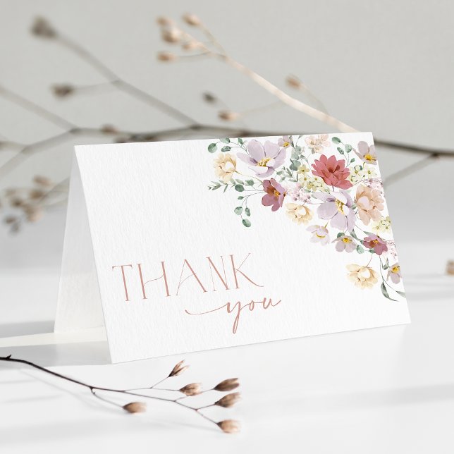 Colorful Flowers, Wildflowers, Boho, Bridal Shower Thank You Card (Creator Uploaded)