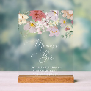 Colorful Flowers, Wildflowers, Boho, Momosa Bar Acrylic Sign