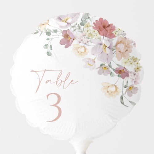 Colorful Flowers Wildflowers Boho Table Numbers Balloon