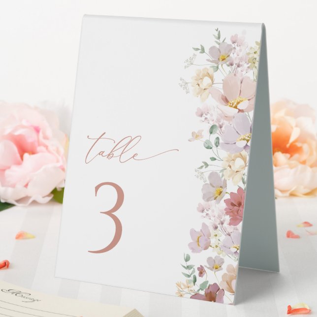 Colorful Flowers, Wildflowers, Boho, Table Numbers Tent (In SItu (Wedding))