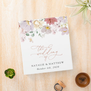 Colorful Flowers, Wildflowers, Boho, Wedding 3 Ring Binder