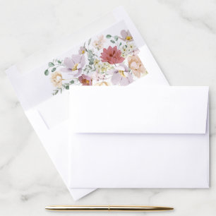 Colorful Flowers, Wildflowers, Boho, Wedding Envelope Liner