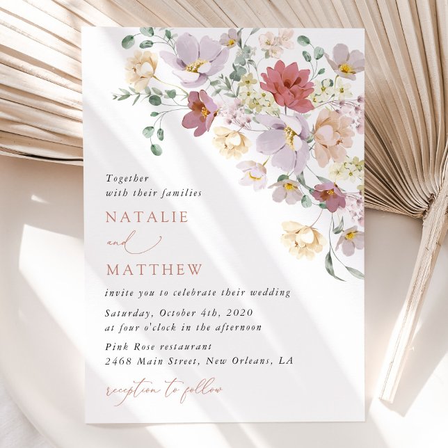 Colorful Flowers, Wildflowers, Boho, Wedding Invitation (Creator Uploaded)