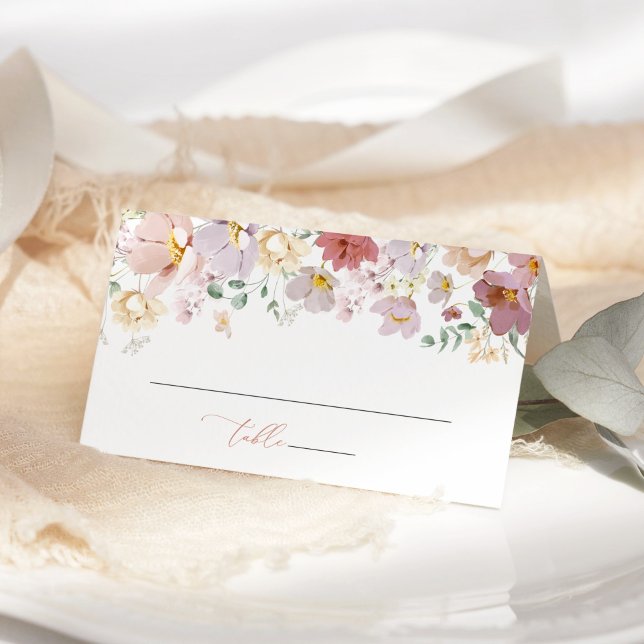 Colorful Flowers, Wildflowers, Boho, Wedding Place Card (Creator Uploaded)