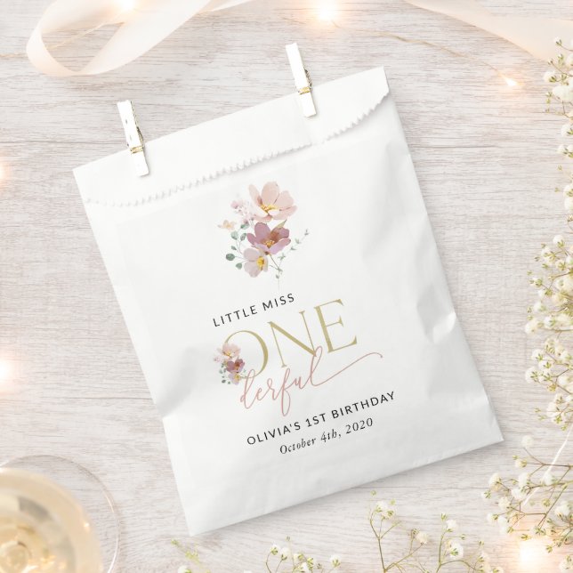 Colorful Flowers, Wildflowers, First Birthday Favor Bag (Clipped)