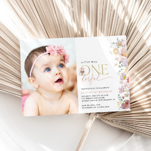 Colorful Flowers, Wildflowers, First Birthday Invitation