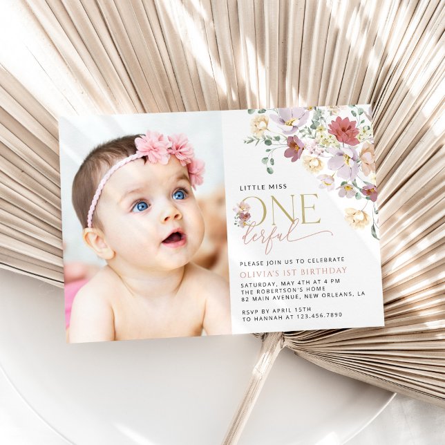 Colorful Flowers, Wildflowers, First Birthday Invitation (Creator Uploaded)