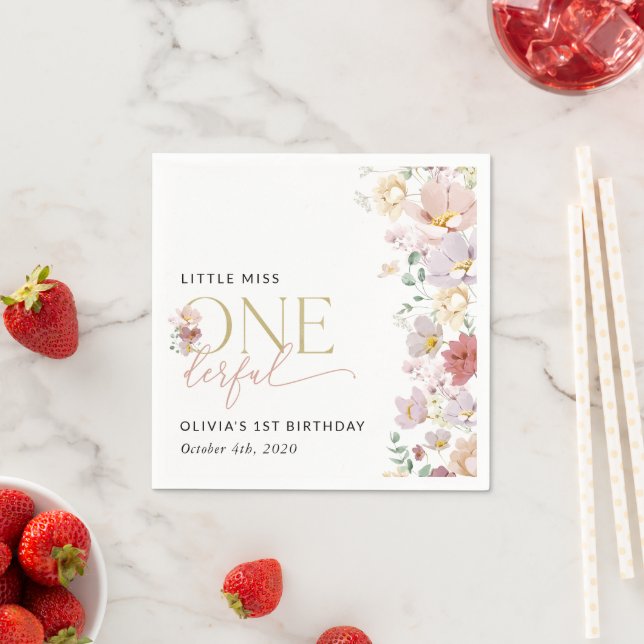 Colorful Flowers, Wildflowers, First Birthday Napkins (Insitu)
