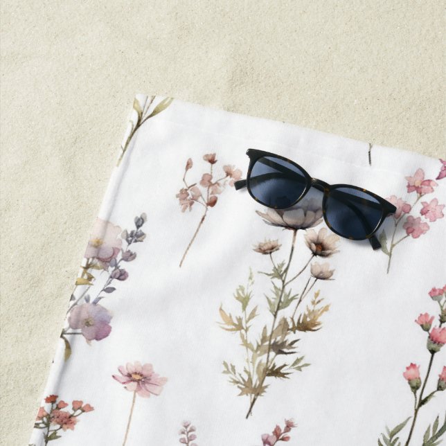 Colorful Flowers, Wildflowers, Garden Flowers Beach Towel (In Situ)