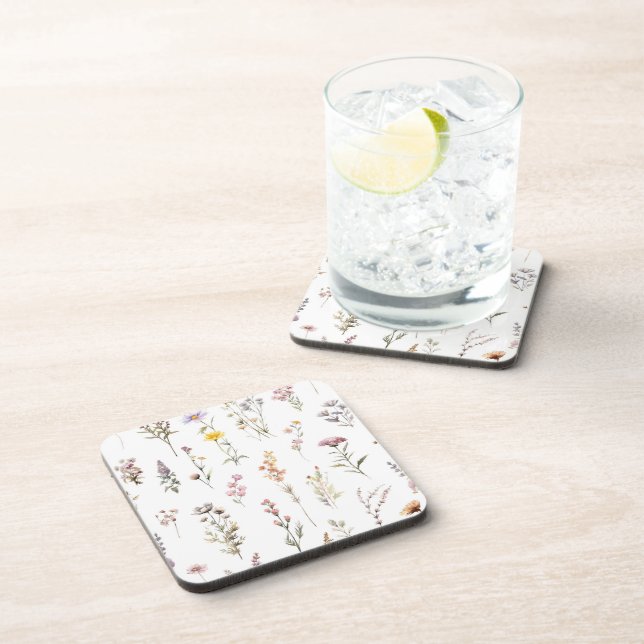 Colorful Flowers, Wildflowers, Garden Flowers Beverage Coaster (Right Side)