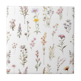 Colorful Flowers, Wildflowers, Garden Flowers Ceramic Tile