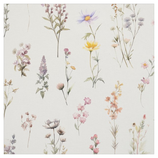 Colorful Flowers, Wildflowers, Garden Flowers Fabric (Swatch)