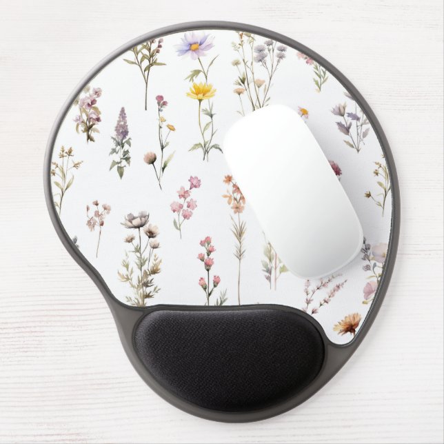 Colorful Flowers, Wildflowers, Garden Flowers Gel Mouse Pad (Left Side)