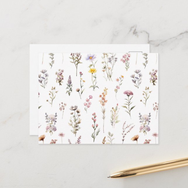 Colorful Flowers, Wildflowers, Garden Flowers Postcard (Front/Back In Situ)