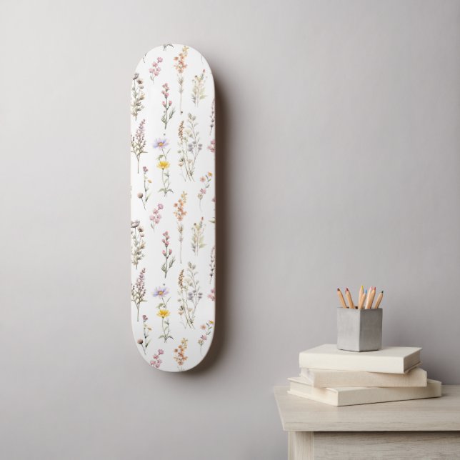 Colorful Flowers, Wildflowers, Garden Flowers Skateboard (Wall Art)