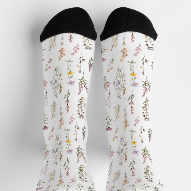 Colorful Flowers, Wildflowers, Garden Flowers Socks (Top)