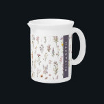 Colorful Flowers, Wildflowers, Greenery, Your Name Beverage Pitcher<br><div class="desc">Elegant,  stylish and sophisticated pattern with colorful wildflowers. Modern and trendy gift,  perfect for the floral design lover in your life. Personalize by adding your name,  nickname,  monogram or initials.</div>