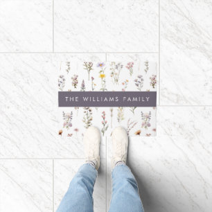 Colorful Flowers, Wildflowers, Greenery, Your Name Doormat