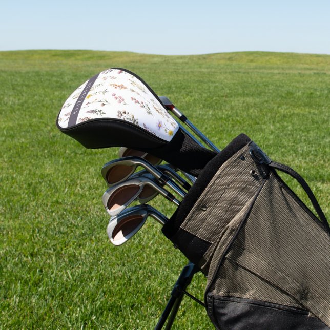 Colorful Flowers, Wildflowers, Greenery, Your Name Golf Head Cover (In Situ)