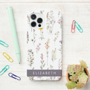 Colorful Flowers, Wildflowers, Greenery, Your Name iPhone 12 Pro Case