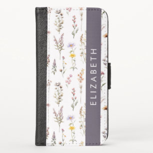 Colorful Flowers, Wildflowers, Greenery, Your Name iPhone X Wallet Case