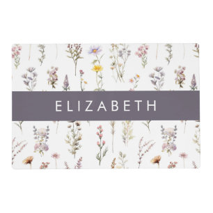 Colorful Flowers, Wildflowers, Greenery, Your Name Placemat