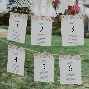 Colorful Flowers, Wildflowers, Seating Chart Cards