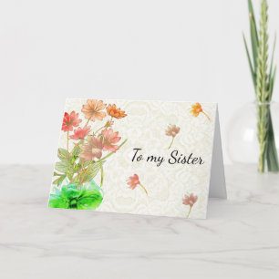 Colorful Flowers with Green Bow Mother's Day Holiday Card