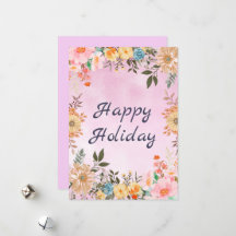 Colorful Flowers With Happy Holiday Typographie 