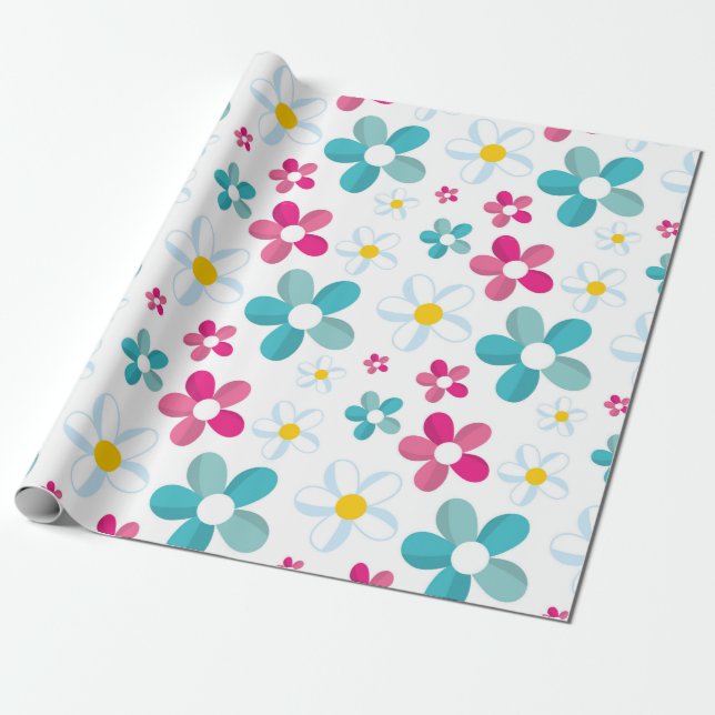 Colorful flowers wrapping paper (Unrolled)