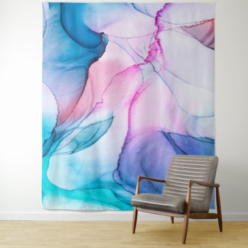 Colorful flowing ink colors collage tapestry