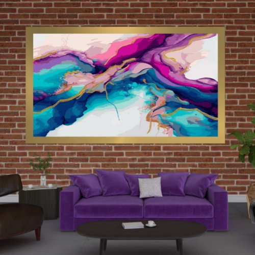 Colorful flowing ink colors modern abstract art canvas print