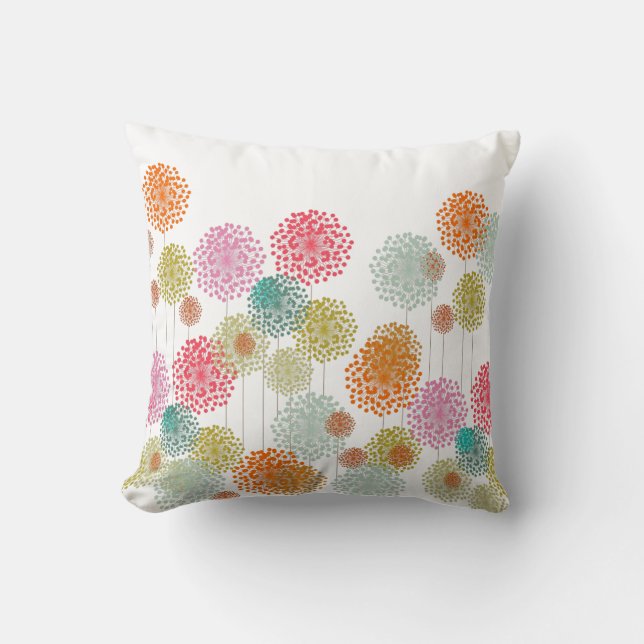 Colorful Fluffies Throw Pillow - Pink Back (Front)