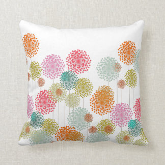 Colorful Fluffies Throw Pillow - Pink Back