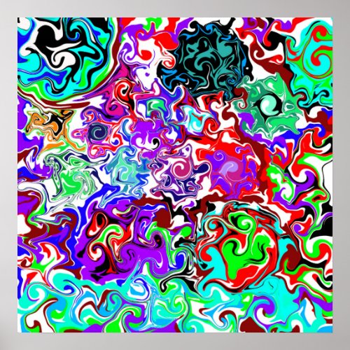 Colorful Fluid Art Marble Pour Painting Effect Poster