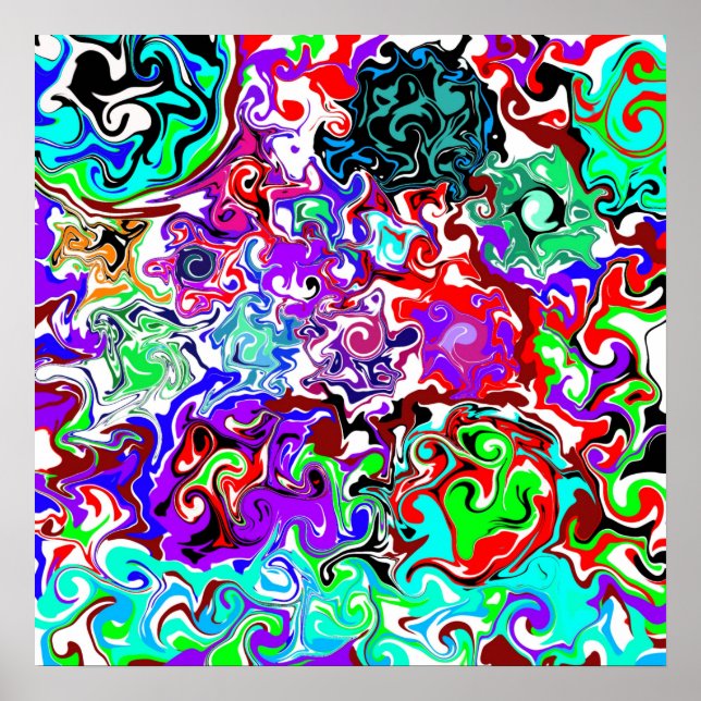 Colorful Fluid Art Marble Pour Painting Effect Poster (Front)
