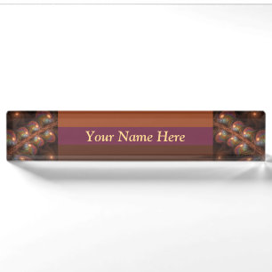 Colorful Fluorescent Abstract Modern Brown Fractal Desk Name Plate