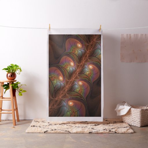 Colorful Fluorescent Abstract Modern Brown Fractal Fabric