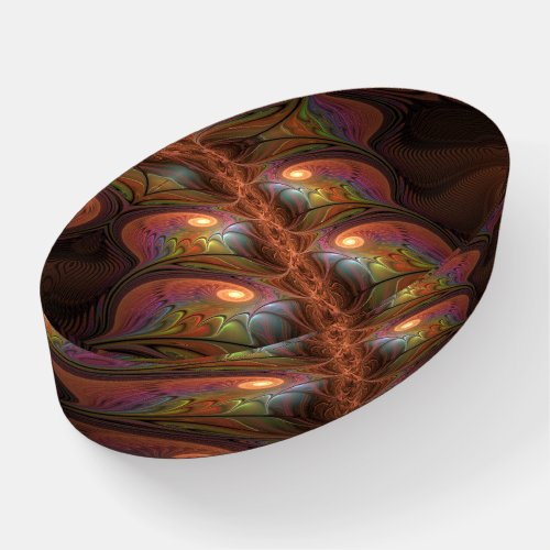 Colorful Fluorescent Abstract Modern Brown Fractal Paperweight
