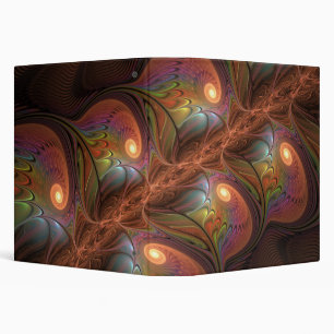 Colorful Fluorescent Abstract Trippy Brown Fractal 3 Ring Binder