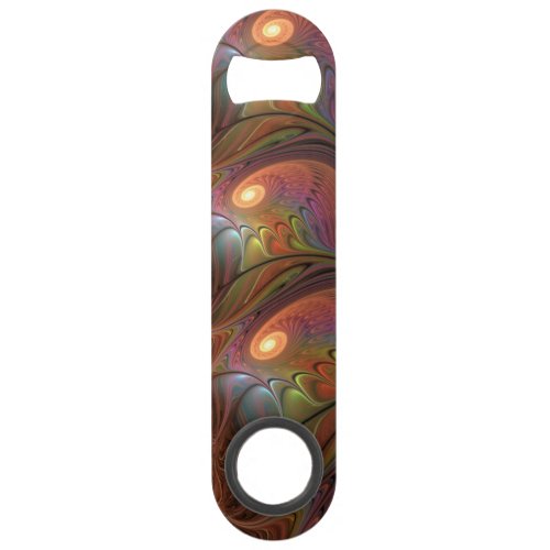 Colorful Fluorescent Abstract Trippy Brown Fractal Bar Key