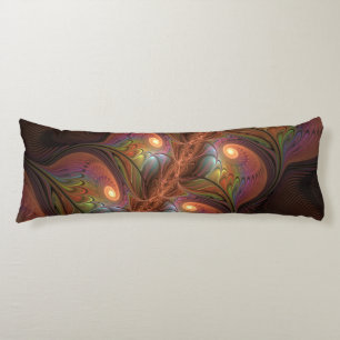 Colorful Fluorescent Abstract Trippy Brown Fractal Body Pillow