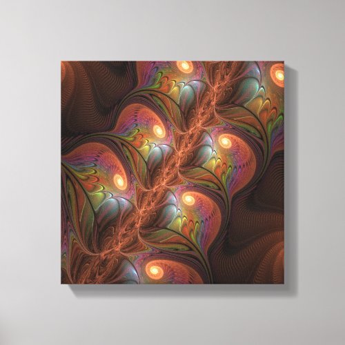 Colorful Fluorescent Abstract Trippy Brown Fractal Canvas Print