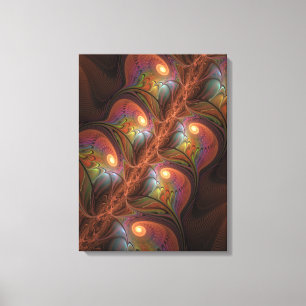 Colorful Fluorescent Abstract Trippy Brown Fractal Canvas Print