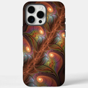 Colorful Fluorescent Abstract Trippy Brown Fractal iPhone 16 Pro Max Case