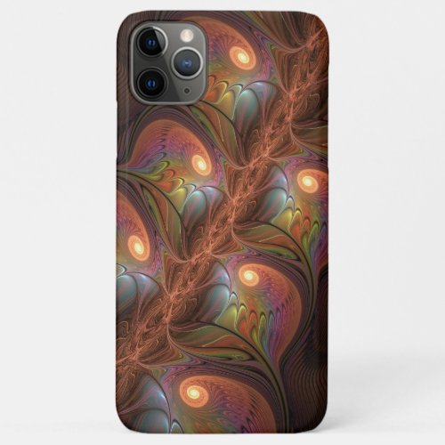 Colorful Fluorescent Abstract Trippy Brown Fractal iPhone 11 Pro Max Case