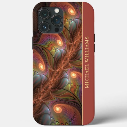 Colorful Fluorescent Abstract Trippy Brown Fractal iPhone 13 Pro Max Case
